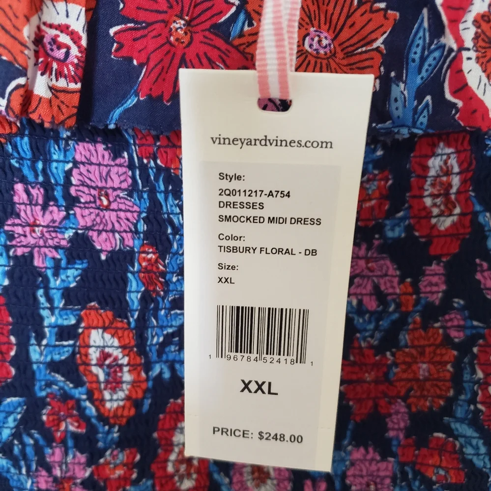 Vineyard Vines Blue and Pink Floral Midi Dress - Picture 9 of 14